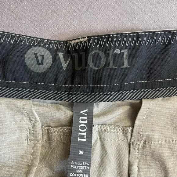 Vuori Aim khaki golf & travel pants for men 36 - Picture 8 of 12